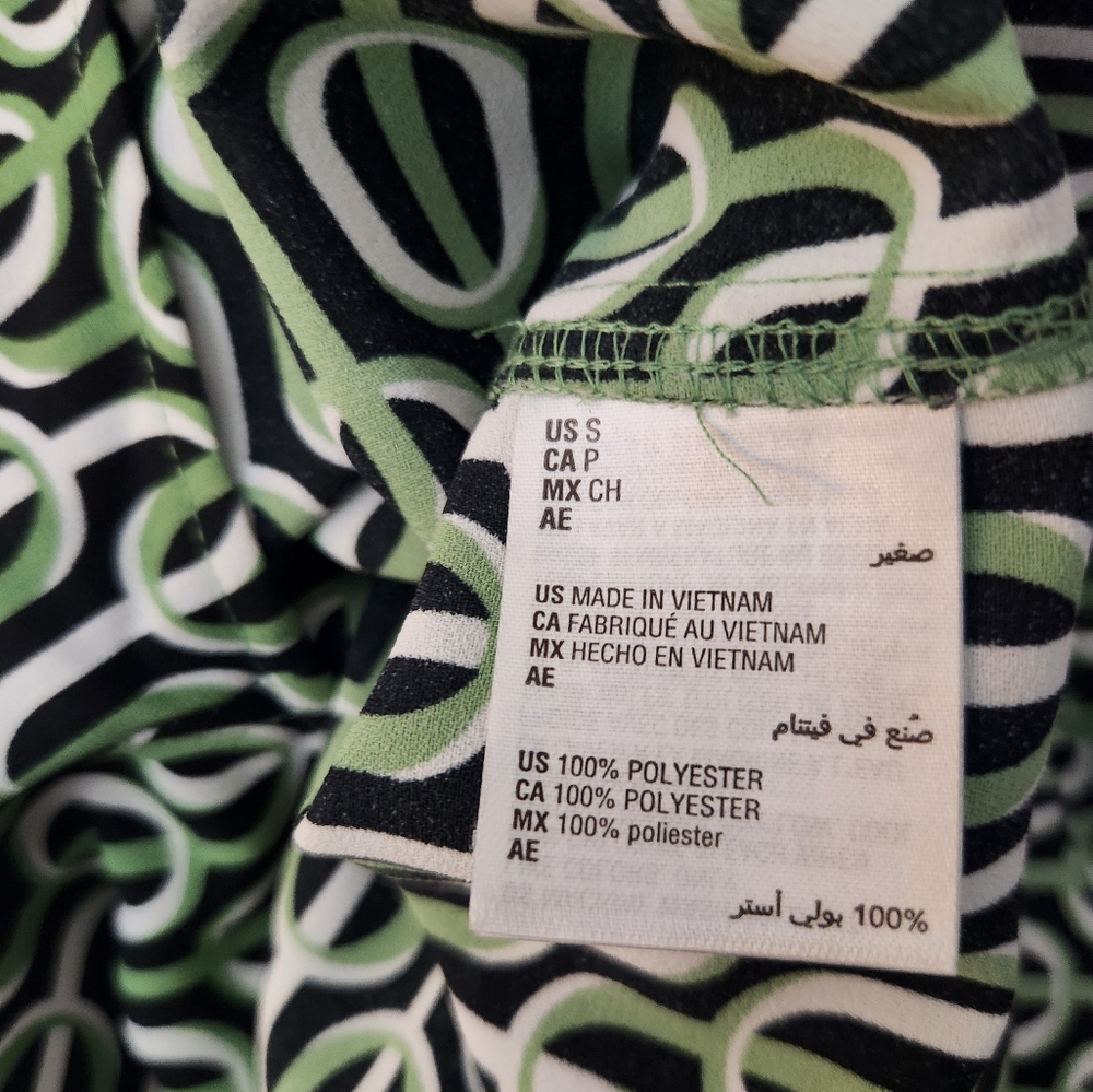 Alfani Black and White Geometric Blouse with Green Accents - Picture 10 of 10